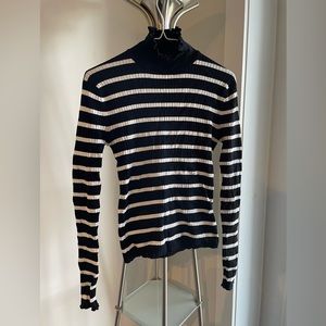 H&M - Turtleneck - Black & White Stripe - Size Medium